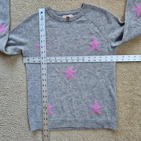 NWOT Philosophy Cashmere Sweater Grey With Lavender Stars Purple - Picture 8 of 9